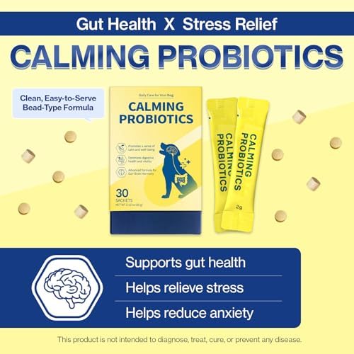 Doctor By Calming Probiotics for Dogs, Canine Anxiety & Stress Relief Supplement, Dog Gut Health & Digestion Support for Diarrhea, Constipation, 30 Granule Sachets