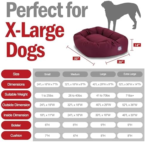 Majestic Pet 52 inch Burgundy Bagel Dog Bed Products