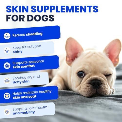 Fish Oil for Dogs Allergy and Itch Relief Chews - Omega 3 for Dog Skin and Coat Care - Salmon Oil for Dogs Anti Shedding Supplement Hot Spot Treatment EPA & DHA 200 Ct