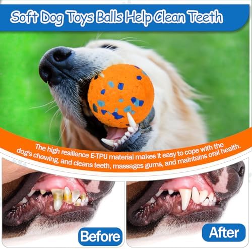 Indestructible Dog Balls for Aggressive Chewers, E-TPU Durable Fetch Balls for Large Medium Dogs, Outdoor Indoor, Pool Play, Puppy Birthday Gifts, (2.5 Inch, Pack of 3)