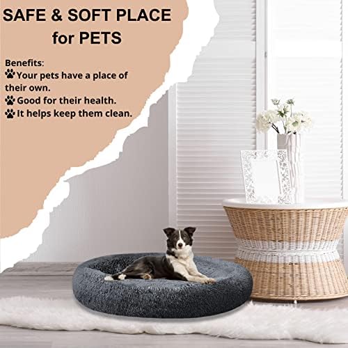 SAVFOX Calming Donut Dog Bed, 54", Dark Grey