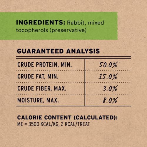 Vital Essentials Freeze Dried Dog Treats, Rabbit Bites, 5 oz Bag