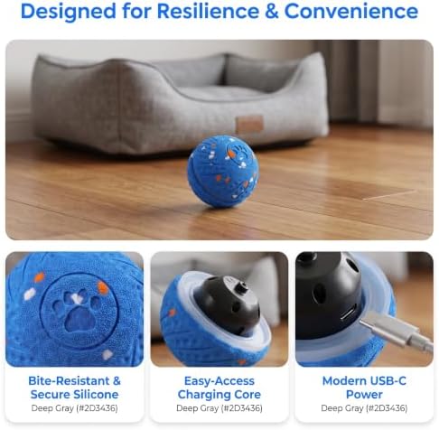 Interactive Dog Ball - Automatic Moving Dog Toy for Small Dogs, Non-Toxic Interactive Dog Toys with Squeaky, Bouncing Pet Ball for Indoor Outdoor Fetch Play (Blue)