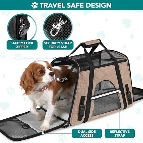 PetAmi Airline Approved Pet Carrier, Cats & Small Dogs, Large, Heather Taupe