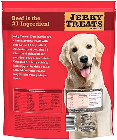 Jerky Treats Tender Beef Strips Dog Snacks 15 Vitamin& Mineral& Omega 3 Made in USA, 60 oz, New Packaging (1 Pack)