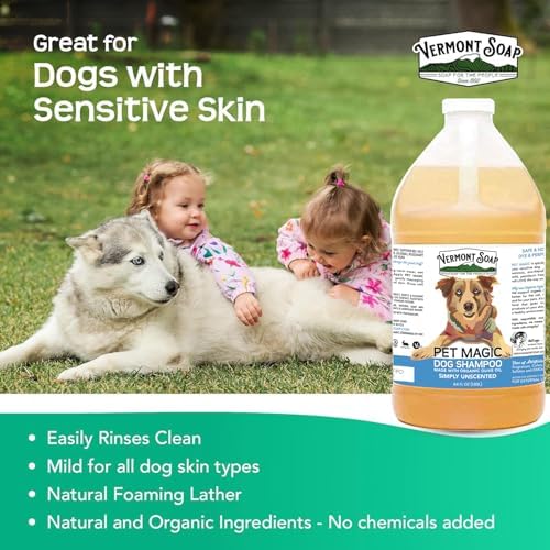 VERMONT SOAP Organic Pet Shampoo, Unscented Natural Dog Shampoo, 64 oz
