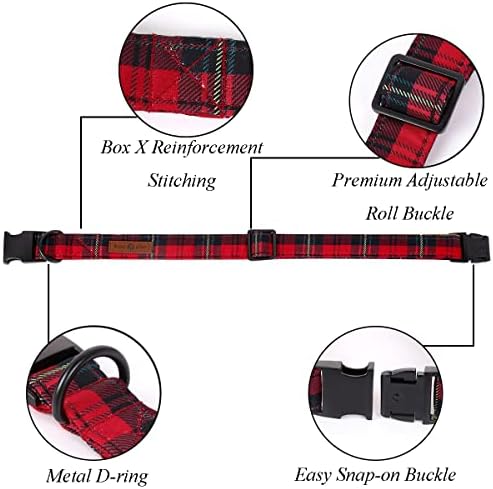 Lionet Paws Christmas Dog Collar with Felt Flower, Dog Flower Collar with Metal Buckle for Dogs, Adjustable Comfortable Dogs Collars Girl, XL, Neck 16-26 in