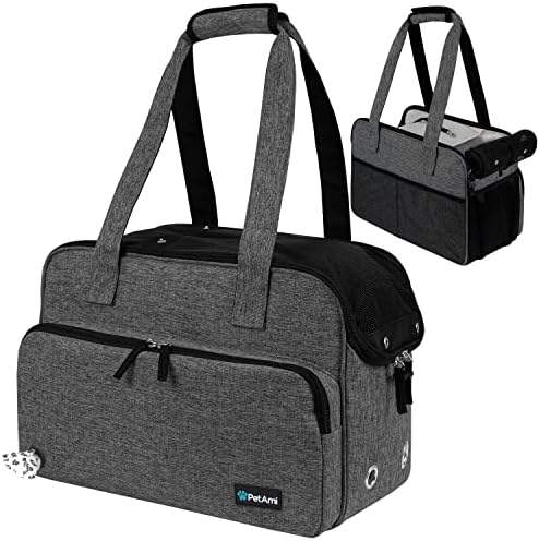 PetAmi Small Dog Purse Carrier, Airline Approved, Soft-Sided Tote, Dark Gray