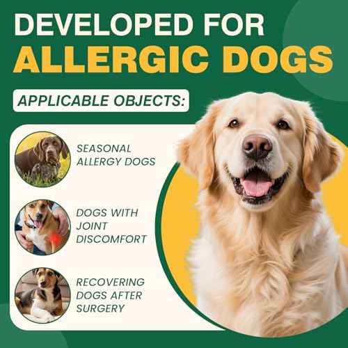 Dog Allergy Chews 400PCs with Turmeric, Digestive Enzymes Supports Seasonal Allergy Relief, Itchy Skin, Joint Health Anti-Itch Supplement for Allergic Dogs Aids Post-Surgery Recovery Senior Mobility