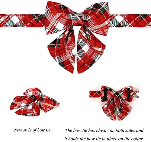 Lionet Paws Christmas Dog Collar with Bowtie, Dog Sailor Bow Collar with Metal Buckle for Dogs and Cats, Adjustable Comfortable Dog Collar Girl Gift, S, Neck 10-16 in