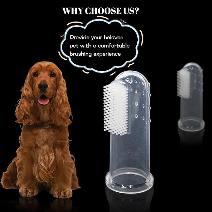 Pet Finger Toothbrush Set – Soft Silicone Toothbrush for Dogs & Cats – Gentle Finger Brush for Small Pets Dental Care (Blue Box Set)