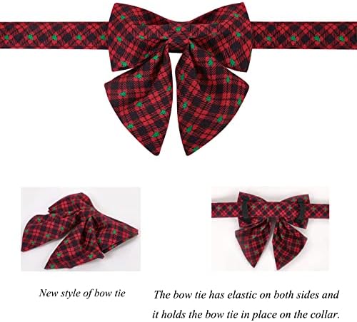 Lionet Paws Christmas Dog Collar with Bowtie, Dog Sailor Bow Collar with Metal Buckle for Dogs and Cats, Adjustable Comfortable Dog Collar Girl Gift, XS, Neck 8-12 in