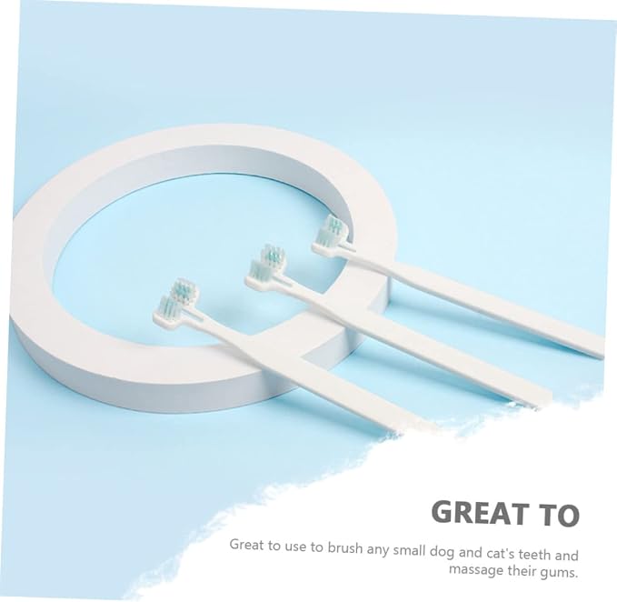 8pcs Household Pet Toothbrush Double Bristle Heads for Comfortable Dog and Cat Oral Care Soft Brush Heads for Deep Pets Teeth