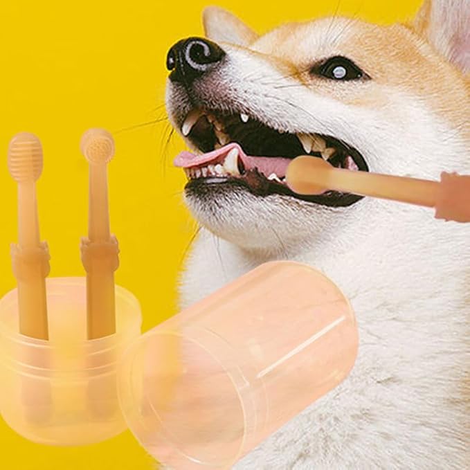 Abaodam PET Toothbrush Set for Dogs and Cats Portable Silicone Toothbrushes with Plaque Removal Features for Oral Care