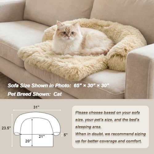 Calming Dog Bed Furniture Protector Mat, XS, 31"x23.5"x5", Beige