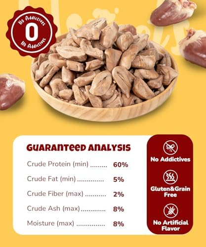 Freeze Dried Chicken Heart Pet Treats, for Cats, Dogs 3.2oz