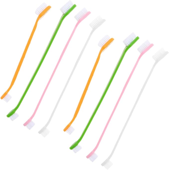 Luxshiny 8pcs Dual-Head Puppy Toothbrushes Soft Bristle Pet Oral Tooth Brush for Dogs Small and Large Sizes Portable Dog Dental Cleaning Kit