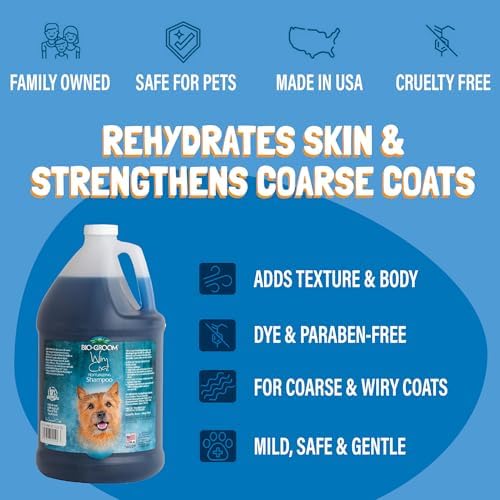 Bio-Groom Wiry Coat Dog Shampoo - Tearless, Bathing Supplies, Puppy Wash, Cat & Dog Grooming Supplies, Cruelty-Free, Made in USA, Texturizing Shampoo - 12 fl oz 1-Pack