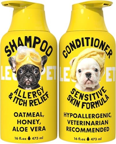 LEGITPET Oatmeal Dog Shampoo & Conditioner Set for Itchy Skin, 2 x 16 oz | Colloidal oatmeal, aloe and honey help soothe itchy, allergy-prone, dry and sensitive skin while conditioning the coat.