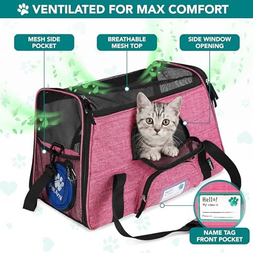 PetAmi Airline Approved Pet Carrier, Cats & Small Dogs, Small, Heather Pink
