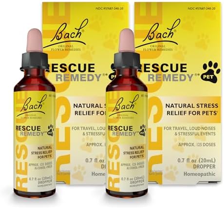 RESCUE Remedy Pet Dropper - 20mL, Pack of 2 - Stress & Tension Support for Dogs & Cats with Bach Natural Flower Essences - Sedative-Free, Homeopathic Liquid Formula - for All Breeds, Ages & Weights