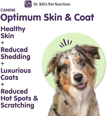 Dr. Bill's Canine Optimum Skin & Coat – Reduces Shedding, Itching, Dry Skin – Allergy Relief for Healthy Fur - Omega 3, Collagen, Biotin & Hyaluronic Acid – 680g Vet-Recommended Dog Supplement