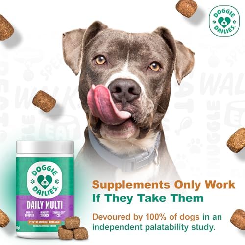 Doggie Dailies 5-in-1 Multivitamin Soft Chews, Peanut Butter, 225 Count | Supports Skin and Coat, Joint Health, Digestion & Immune Function for Dogs, Antioxidant-Rich Daily Supplement