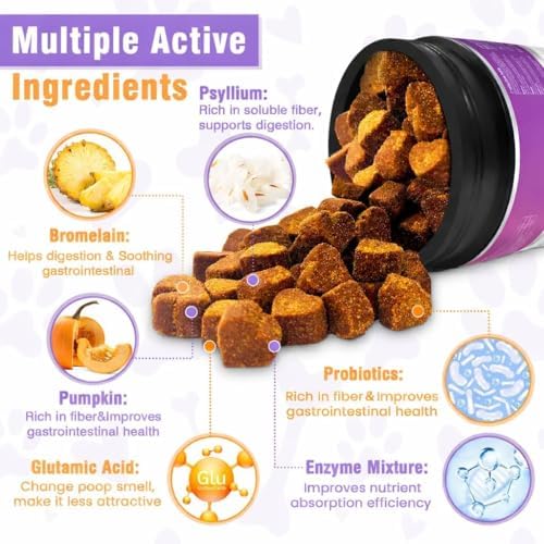 400 Chews No Poo Chews for Dogs-Stool Deterrent for Dog Eating Poop-Coprophagia Deterrent for Dogs-Gut Health & Immune Support-Digestive Enzymes Probiotics Supplement-2 * 200 Soft Chews-Duck