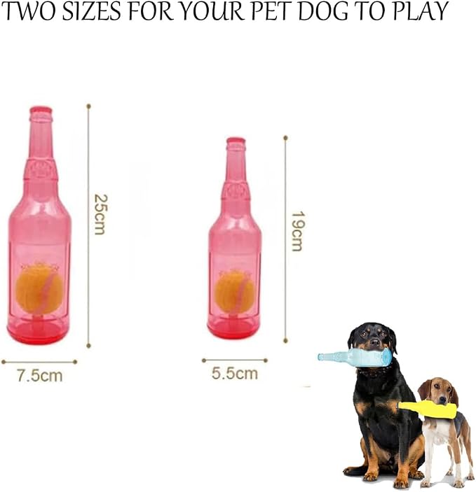LELEBEAR Dogs Play Bottle Toy, Interactive Dog Chew Toy with Tennis Ball, Dog Toys Water Bottle Cruncher (Green, Large: 9.64 * 2.95in)