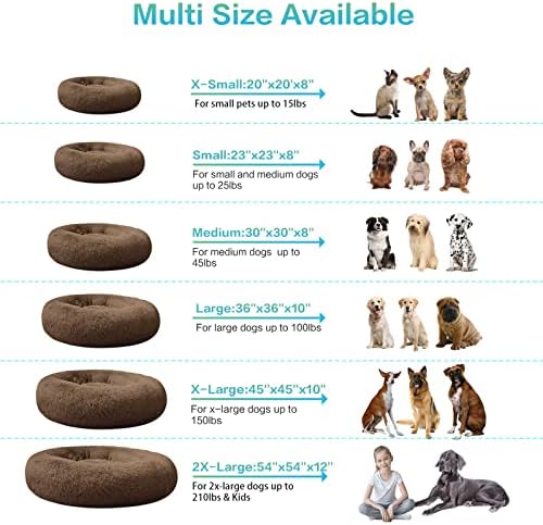 SAVFOX Calming Donut Dog Bed, 36", Brown