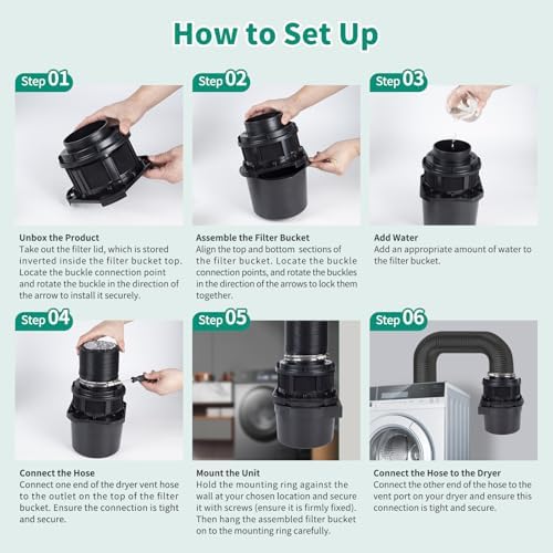 2026 Exclusive 3-in-1 Indoor Dryer Vent Kit with Black Dryer Vent Hose - Dryer Lint Catcher Box Water Filter Bucket - Indoor Dryer Lint Trap for Electric Dryer
