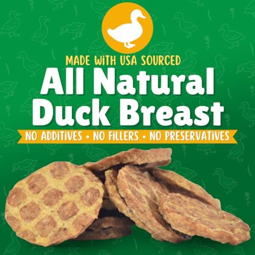 Lucky Premium Treats Duck Mini Chips Dog Treats – Unique Protein Duck Jerky Dog Treats, Made in USA, High Protein, Tender Crunchy Training Treats for Dogs, Bite-Sized Rewards - 6 oz.