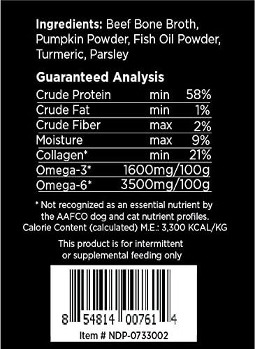 Nature's Diet Pet Bone Broth Protein Powder with Pumpkin, Fish Oil and Turmeric (Beef, 16 oz : 159 Servings) (Pack of 3)