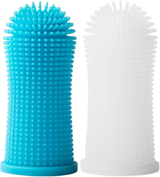 Dog Finger Toothbrush – Soft Silicone Finger Brush for Dogs & Puppies – Gentle Dental Care for Pets – Easy-to-Use Dog Toothbrush for Small, Medium & Large Breeds (Blue/White)