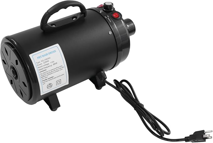 Pet Hair Dyer, 2200W High Velocity Dog Hair Dryer,Quiet Dog Blow Dryer with Adjustable Speed,Dog Dryer for Pet Grooming (Black)