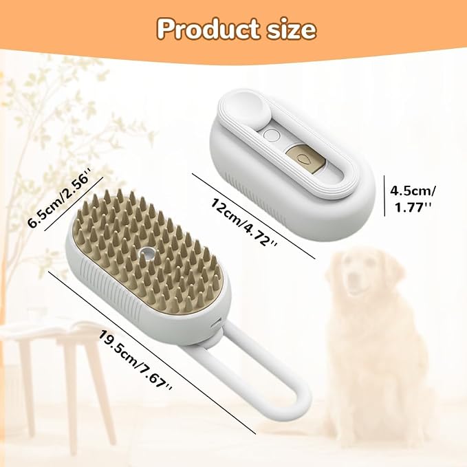Cat Steam Brush, 2026 New 3 in 1 Cat Steamy Brush, Pet Steam Groomer Comb for Massaging and Cleaning Shedding Pets, Multifunctional Hair Removal Comb for Cats and Dogs (White 1pcs)