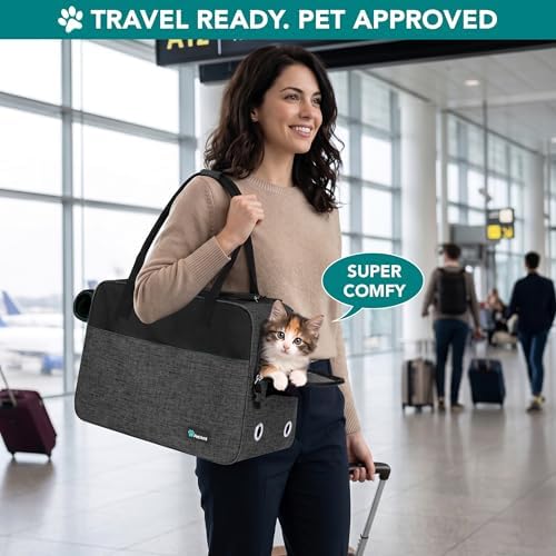 PetAmi Small Dog Purse Carrier with Pockets, Airline Approved, Charcoal