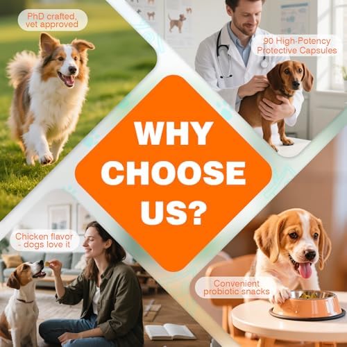 Probiotics for Dogs Dog Probiotics for Digestive Health Probiotic for Dogs Gut Health Itchy Skin Dog Probiotics for Diarrhea Dog Constipation Relief Gas for Dogs Immune Support Chicken Flavor 90ct