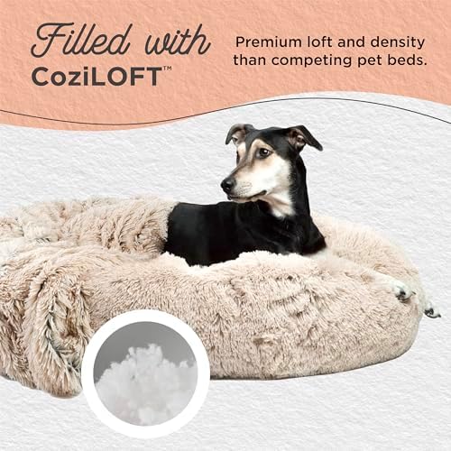 Best Friends by Sheri Calming Donut Dog Bed, Small, Taupe, 23"x23"