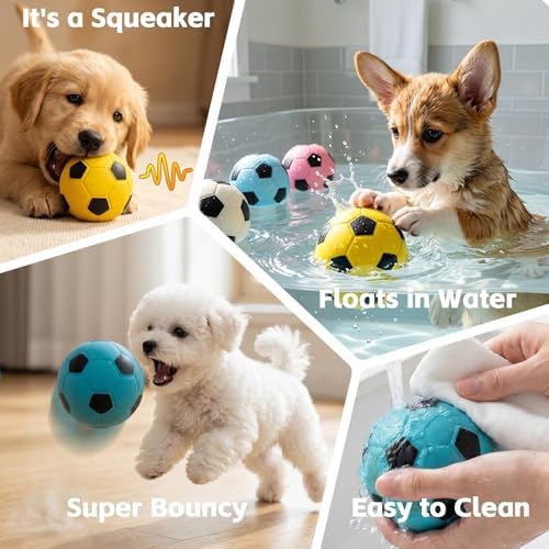 8 Pack 2 Inch Squeaky Dog Soccer Ball Toys, Soft Latex for Small Dogs | Colorful assorted set. Perfect for fetch, chew, training, teething. Interactive dog toys for small medium breeds and puppies.