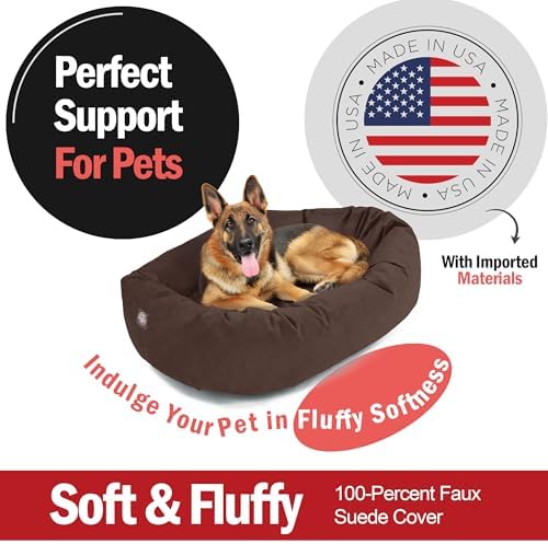 Majestic Pet Suede Calming Dog Bed, 52 Inch X-Large, Washable, Chocolate