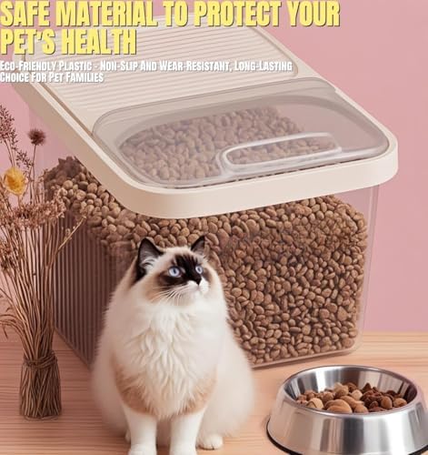 2026 High-Capacity Pet Food Container, Dog & Cat & Bird Food Container Airtight with Cup, Durable Design Pet Food Storage Keep Dry Food Fresh (White)