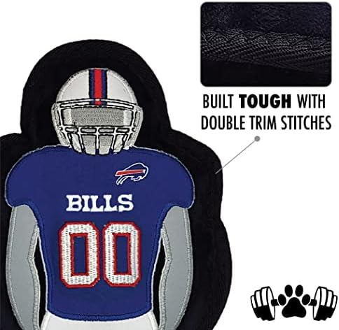 The 1st Ever Tough but Smooth Dog Toy NFL Buffalo Bills Football Athletes Player Tough Pet Toy. A Premium Quality Doggie Toy with Built-in Squeaker. Sports Fans Favorite Chew Toy