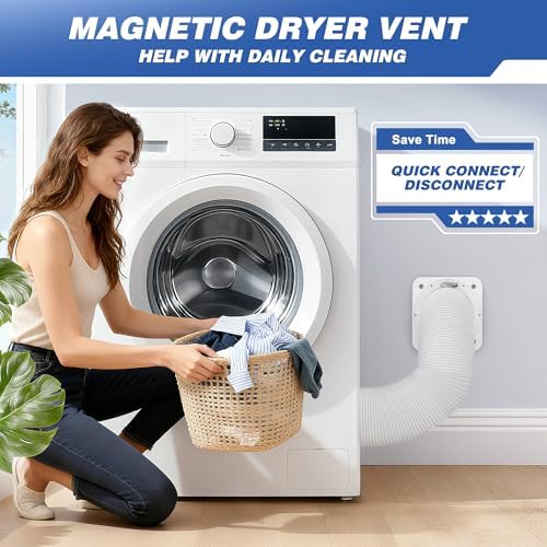 Dryer Vent Kit, DV180 Magnetic Dryer Vent Connector Kit, Airtight Seal Dryer Vent Coupling with 4" 3.3ft Duct, Quick Connector For Tight Space and Easy to Clean