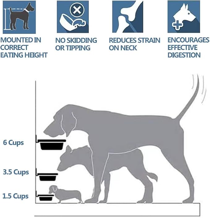 FOYO Elevated Dog Bowls, Raised Dog Food and Water Bowls,Wall Mounted Pet Comfort Feeding Bowls for Small Dogs and Cats
