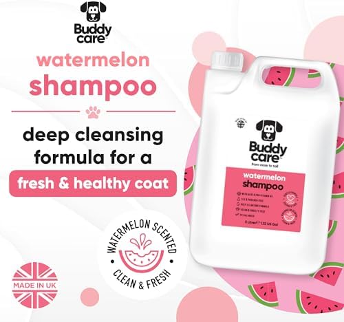 Watermelon Dog Shampoo by Buddycare | Deep Cleansing Shampoo for Dogs | Fresh Scented | with Aloe Vera and Pro Vitamin B5 (169.07oz)