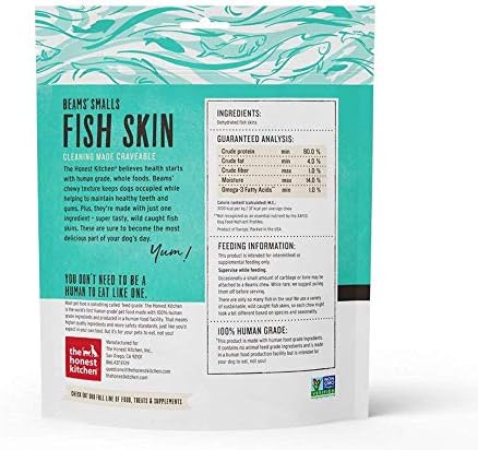 Honest Kitchen Beams Grain-Free Dehydrated Fish Skins Dog Chew Treats - 6.5 oz Small