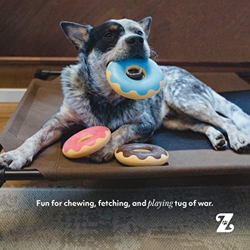 ZippyPaws ZippyTuff Dog Chew Toy Puppy Teething Toys - Blueberry Donut | Durable Rubber Chew Ring Toy, Tough & Squeaky Toys for Small, Medium, & Large Dogs, Flexible TPR Material