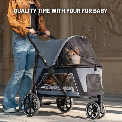 EchoSmile 3-Wheel Pet Stroller - Gray, All-Terrain