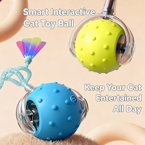Interactive Cat Toys for Indoor Cats,3-Tails,Automatic Moving Kitten Toys | Cat Toys for Bored Indoor Adult Cats,Smart Rechargeable Cat Enrichment Toys for Cats to Keep Them Busy, Cat Balls